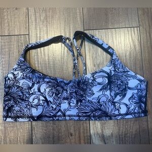 Lululemon Athletica Black and Gray Floral Sports Bra